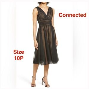 Connected Apparel Women's Sheer Black Midi Dress